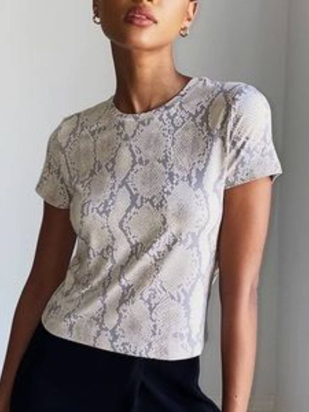 BABATON (Aritzia) S Purple Gray Snakeskin Tee Everyday Rayon Stretch